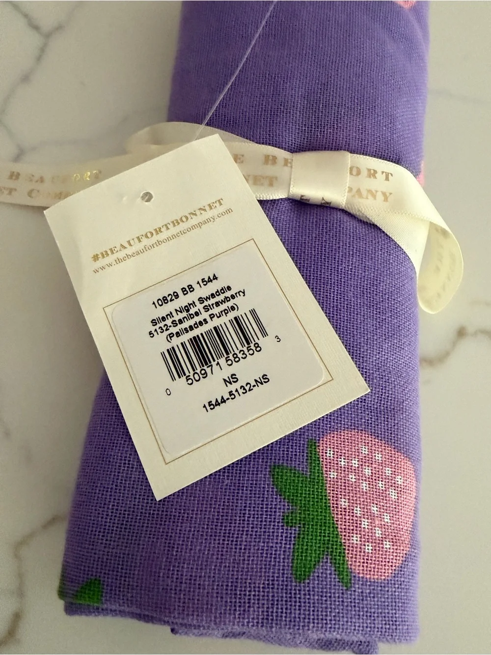 The Beaufort Bonnet Company Silent Night Swaddle in Purple Strawberry Print